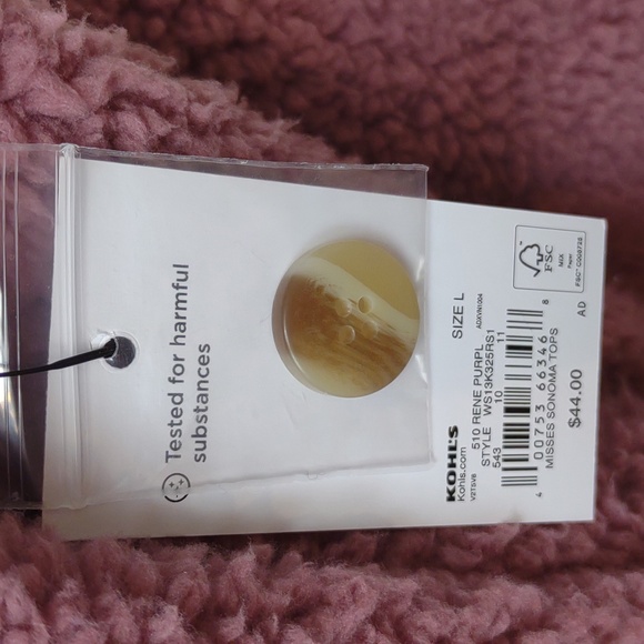 Sonoma Mauve Soft Cozy Sherpa Fleece LS Pullover Henley Hoodie NWT - Picture 10 of 11